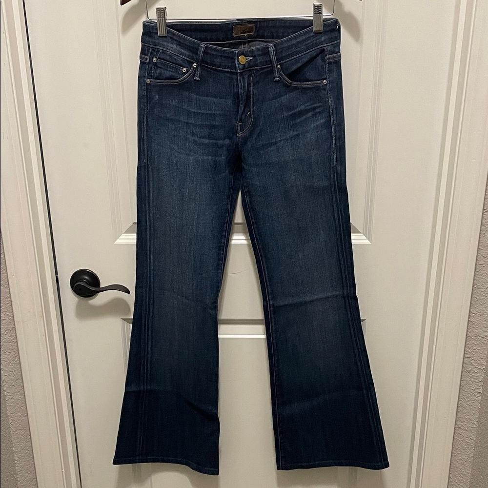 MOTHER THE WILDER Love Potion No. 9  Dark Indigo Flare Jeans